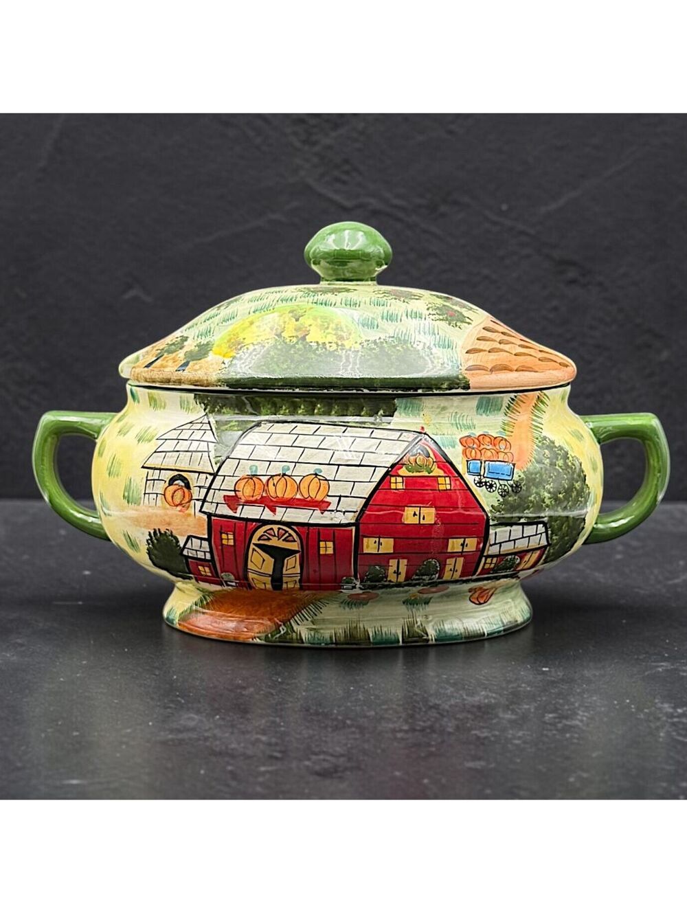 Vintage WCL Harvest Farm Barn Covered Soup Tureen Pumpkin Fall Decor